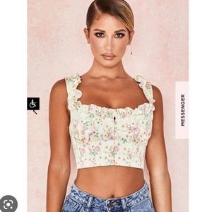 **SOLD** House of CB Remy Lemon Floral Corseted Crop Top